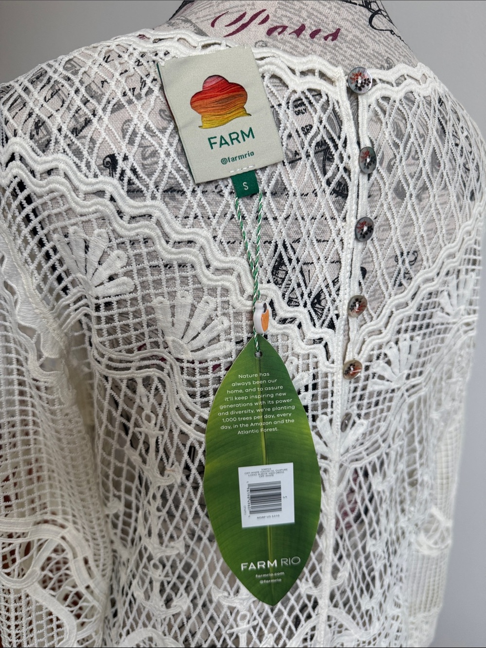 FARM Rio White Crochet Button-Back Cover-Up - Picture 6 of 6